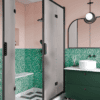 Shower enclosure Hietakari Bläk 899 New York, black frame, satin frosted glass