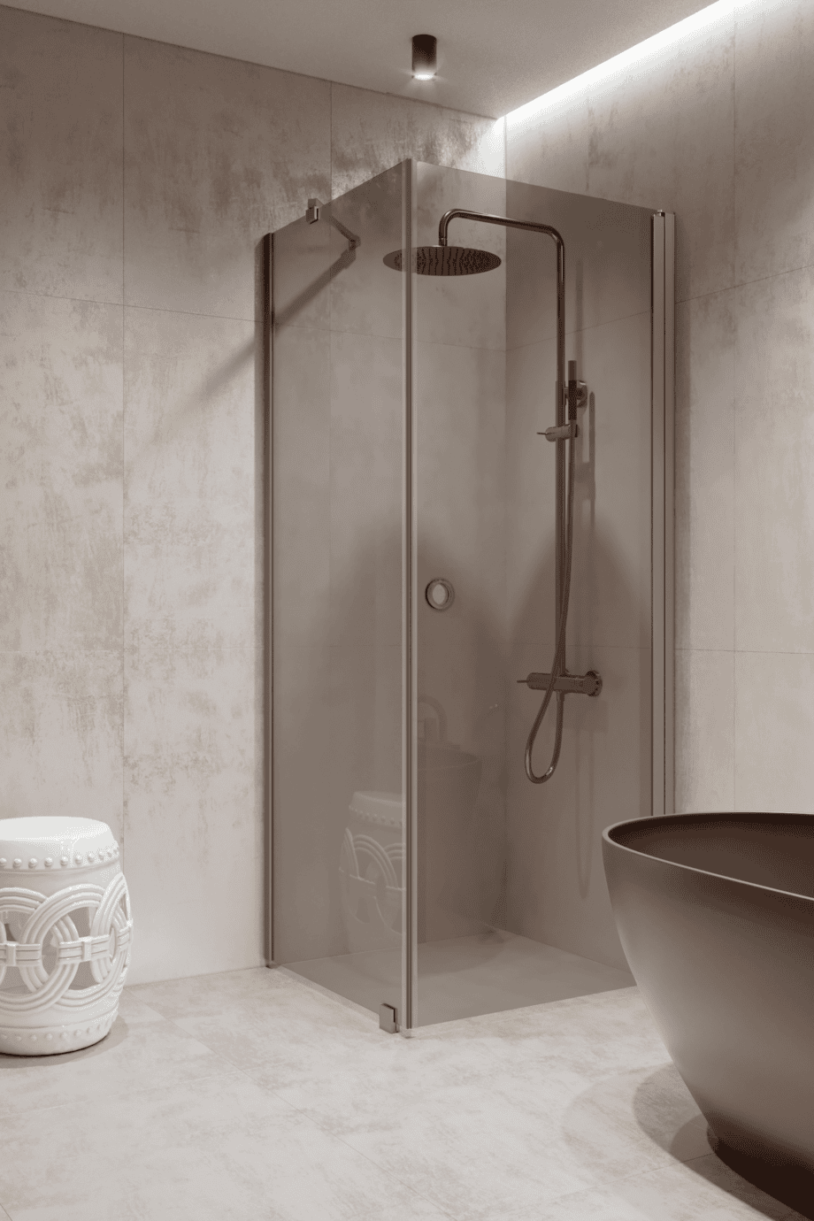Shower enclosure Hietakari Forma 368, aluminium frame, grey tinted glass