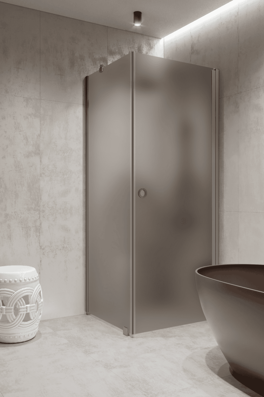 Shower enclosure Hietakari Forma 368, aluminium frame, grey satin glass