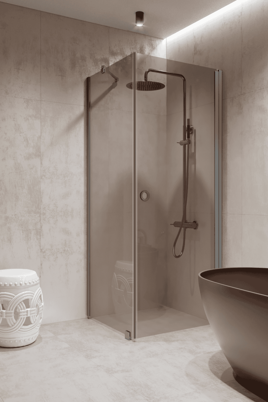 Shower enclosure Hietakari Forma 368, aluminium frame, bronze tinted glass