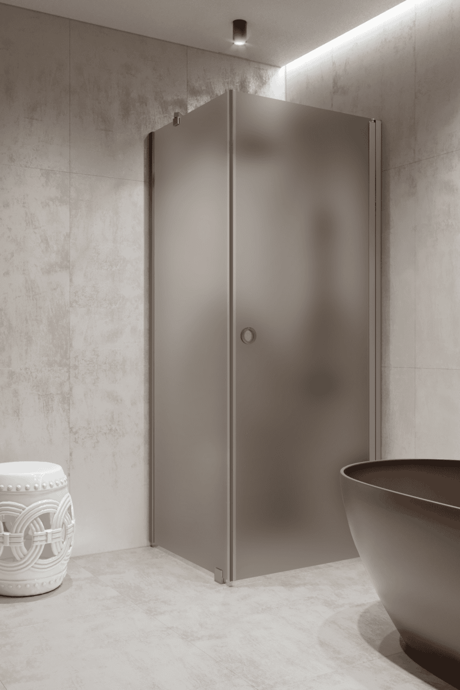 Shower enclosure Hietakari Forma 368, aluminium frame, brown satin glass