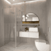 Shower enclosure Hietakari Forma 368, aluminium frame, reeded glass