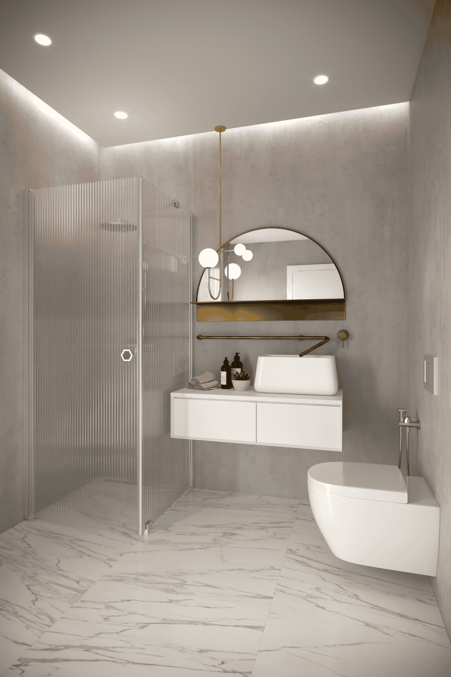 Shower enclosure Hietakari Forma 368, aluminium frame, reeded glass