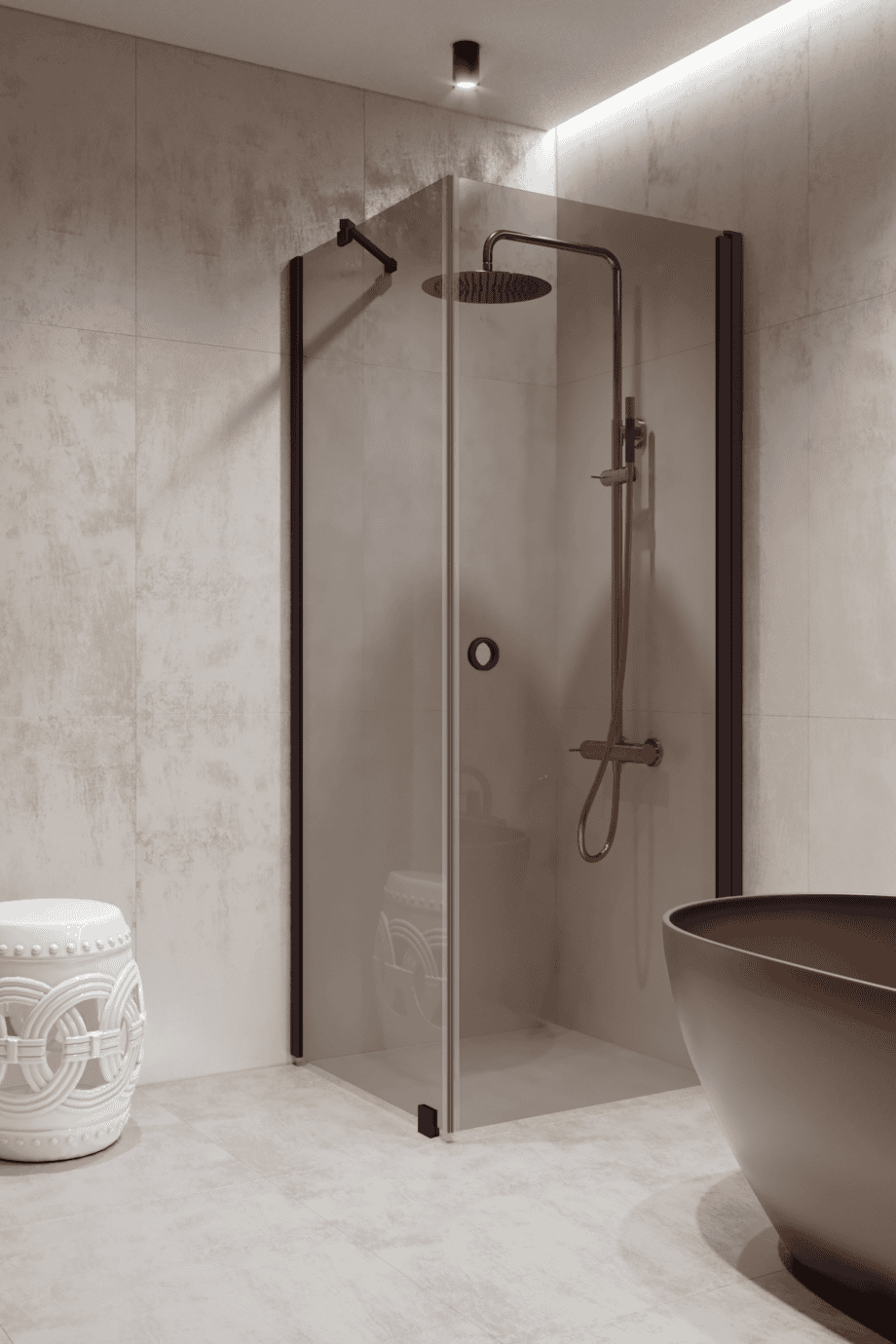 Shower enclosure Hietakari Forma 368, Cocoa frame, grey tinted glass
