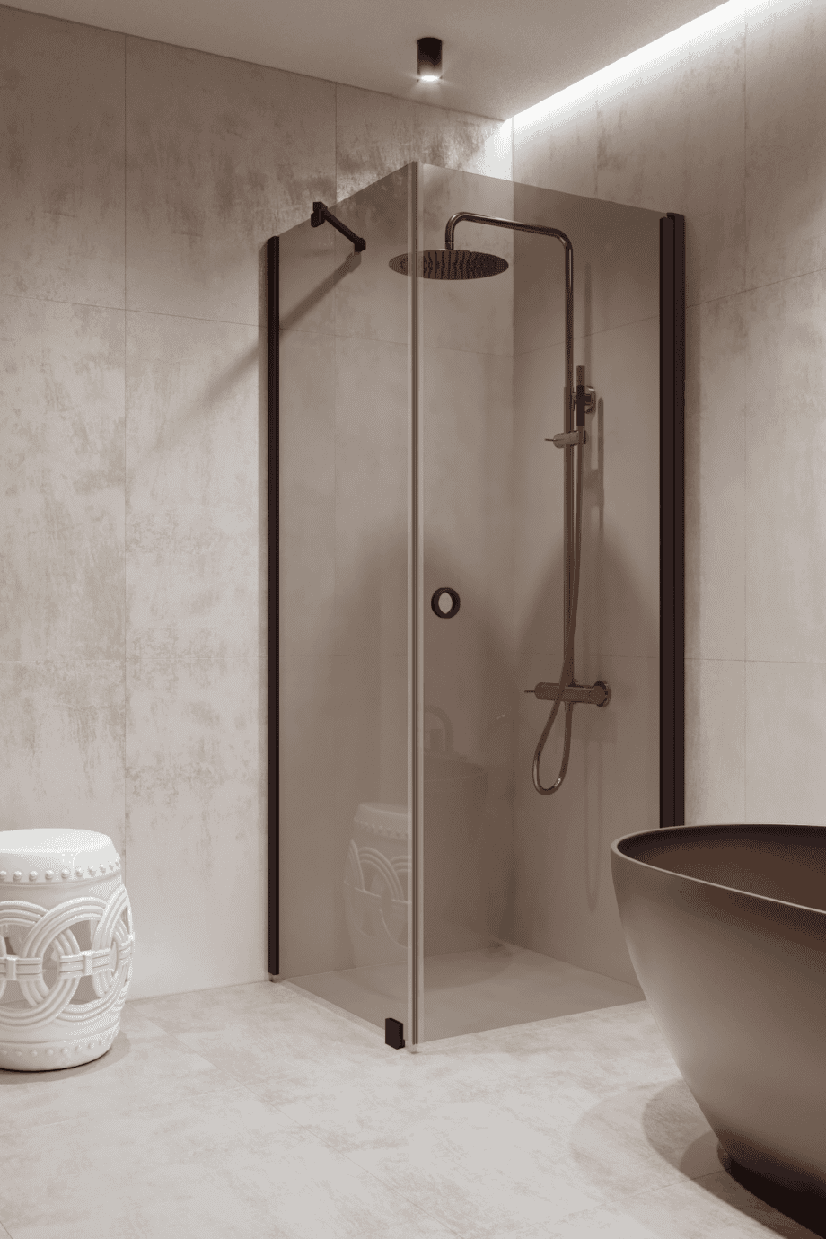 Shower enclosure Hietakari Forma 368, Cocoa frame, bronze tinted glass
