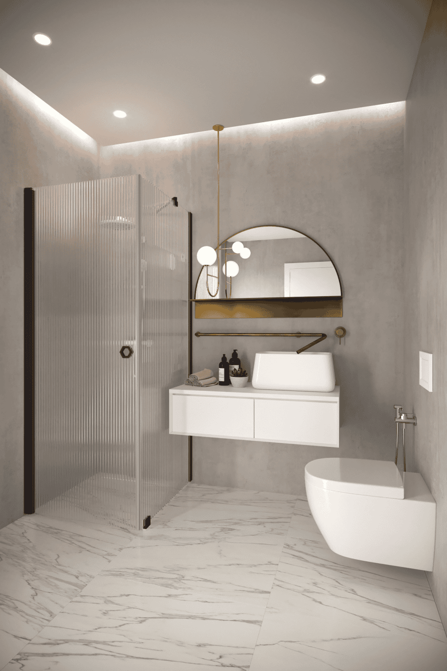 Shower enclosure Hietakari Forma 368, Cocoa frame, reeded glass