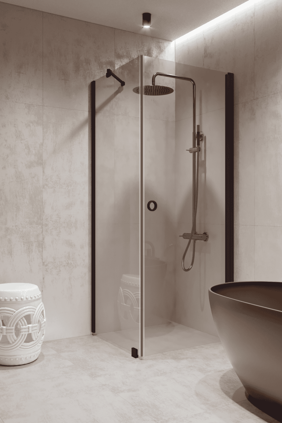 Shower enclosure Hietakari Forma 368, Cocoa frame, super bright glass