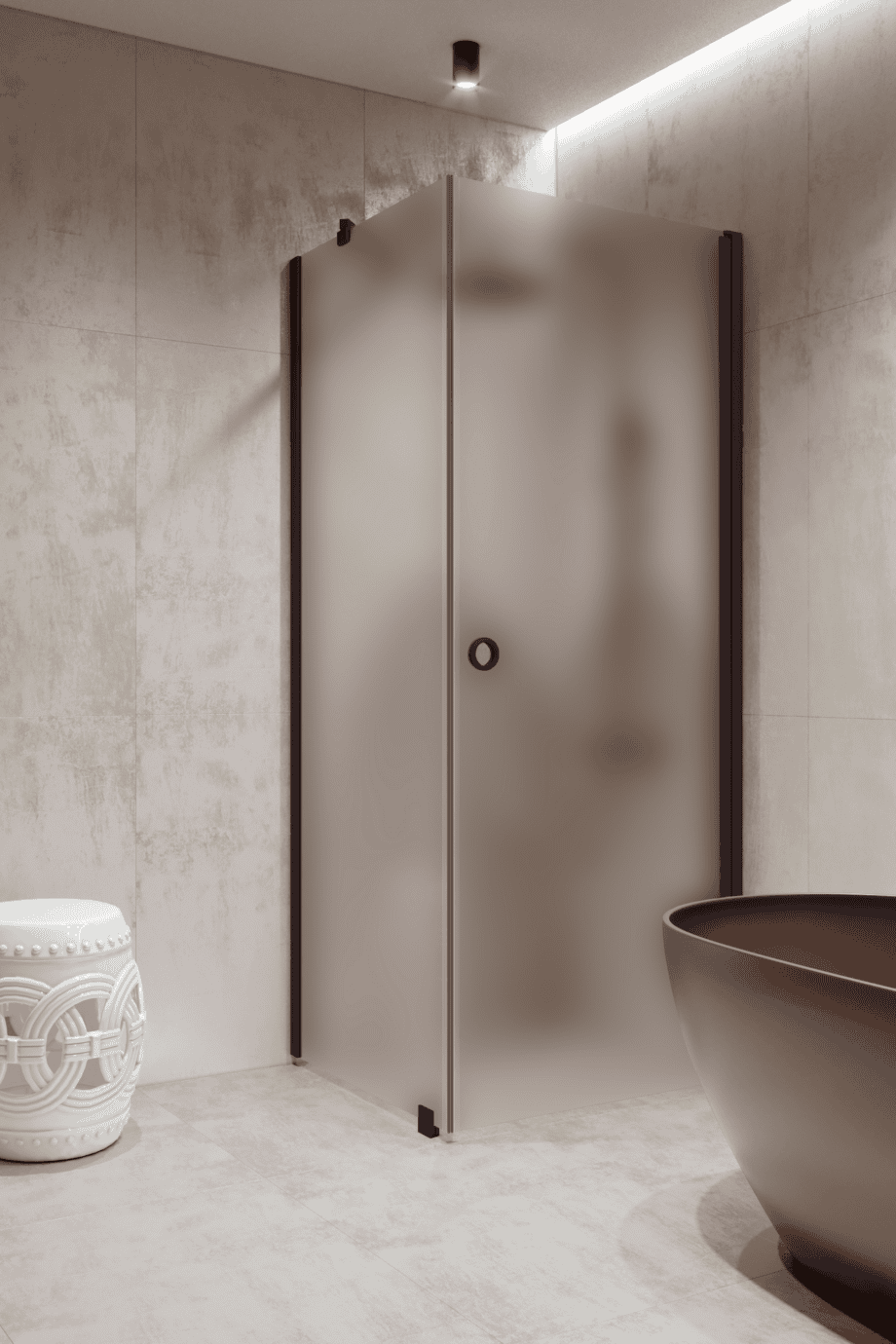 Shower enclosure Hietakari Forma 368, Cocoa frame, super bright satin glass