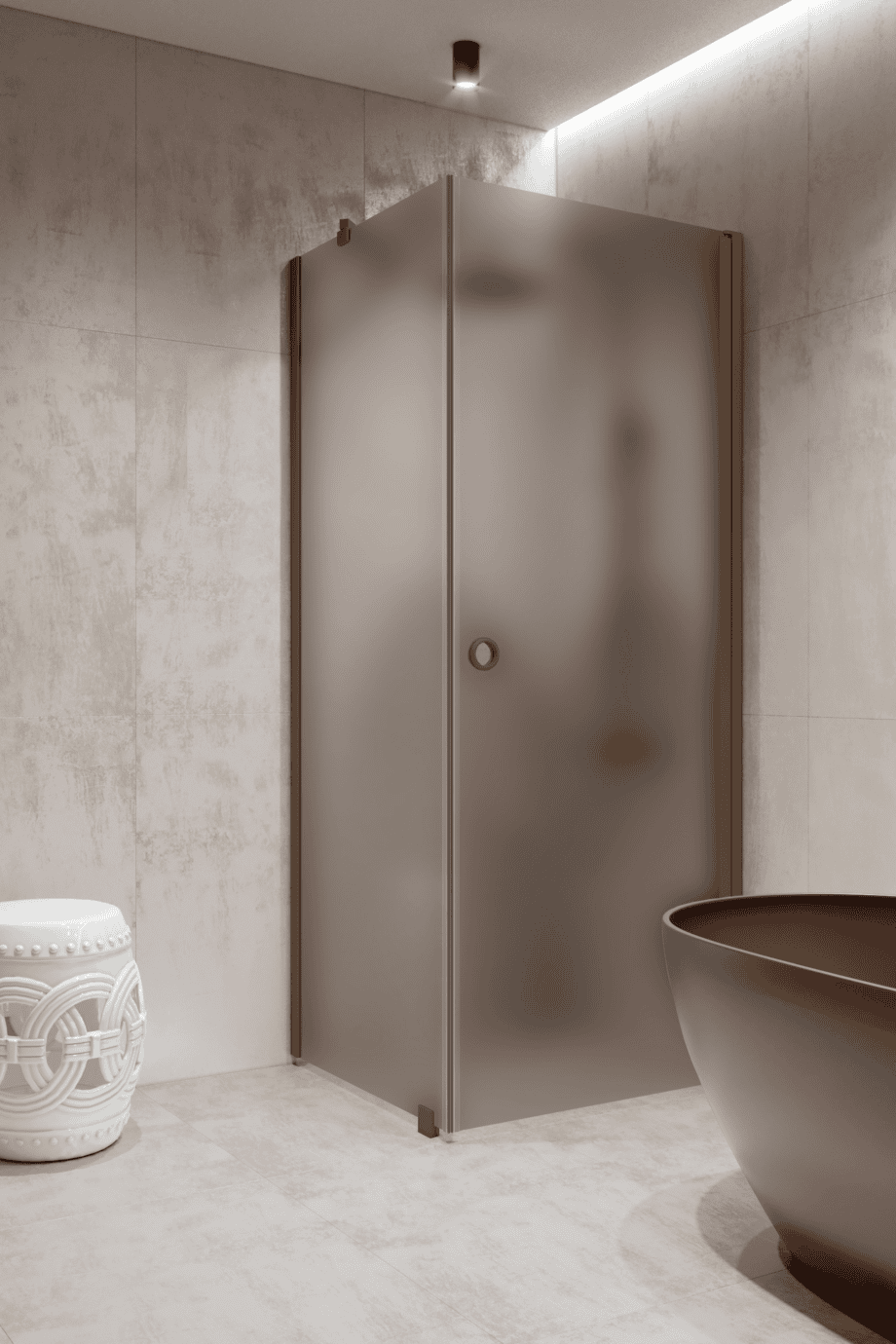Shower enclosure Hietakari Forma 368, Mocha frame, grey satin glass