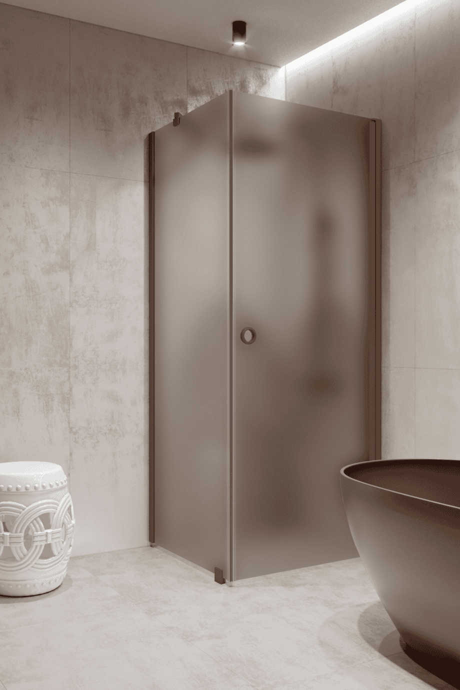 Shower enclosure Hietakari Forma 368, Mocha frame, brown satin glass