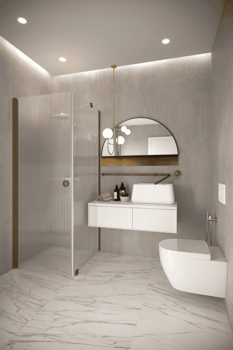 Shower enclosure Hietakari Forma 368, Mocha frame, reeded glass