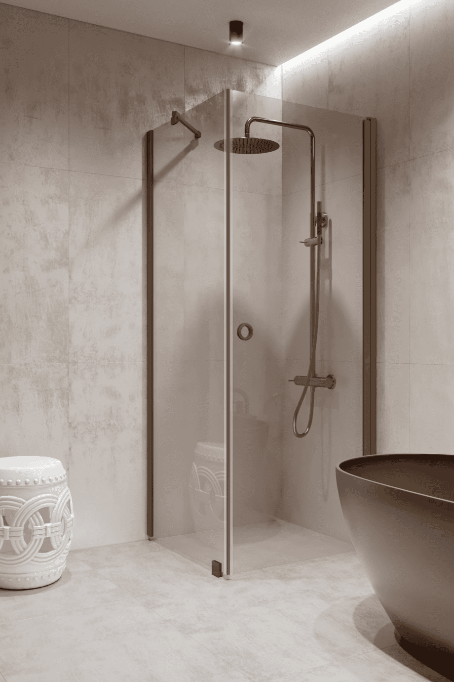 Shower enclosure Hietakari Forma 368, Mocha frame, super bright glass