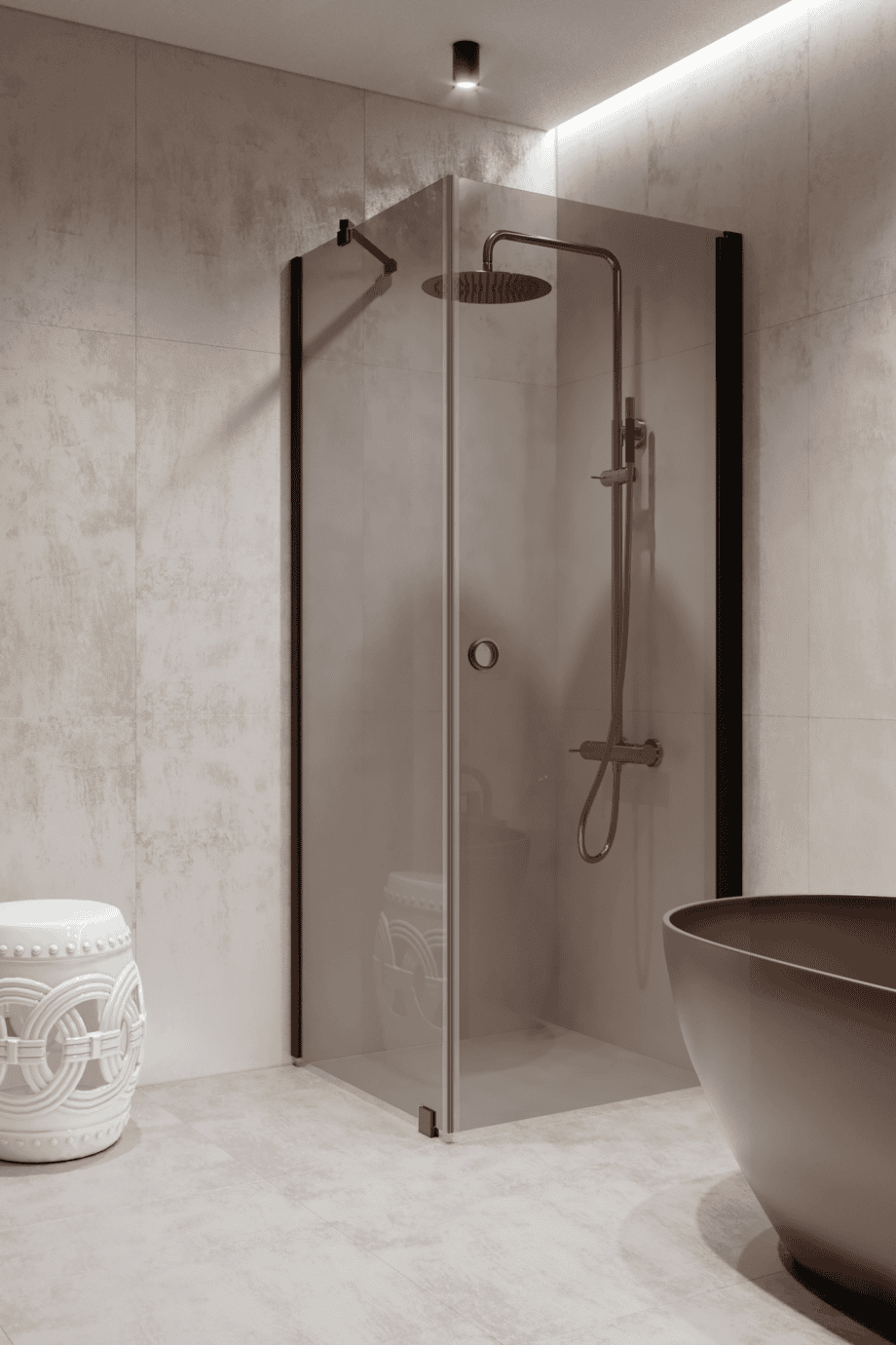 Shower enclosure Hietakari Forma 368, black frame, grey tinted glass