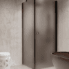 Shower enclosure Hietakari Forma 368, black frame, grey satin glass