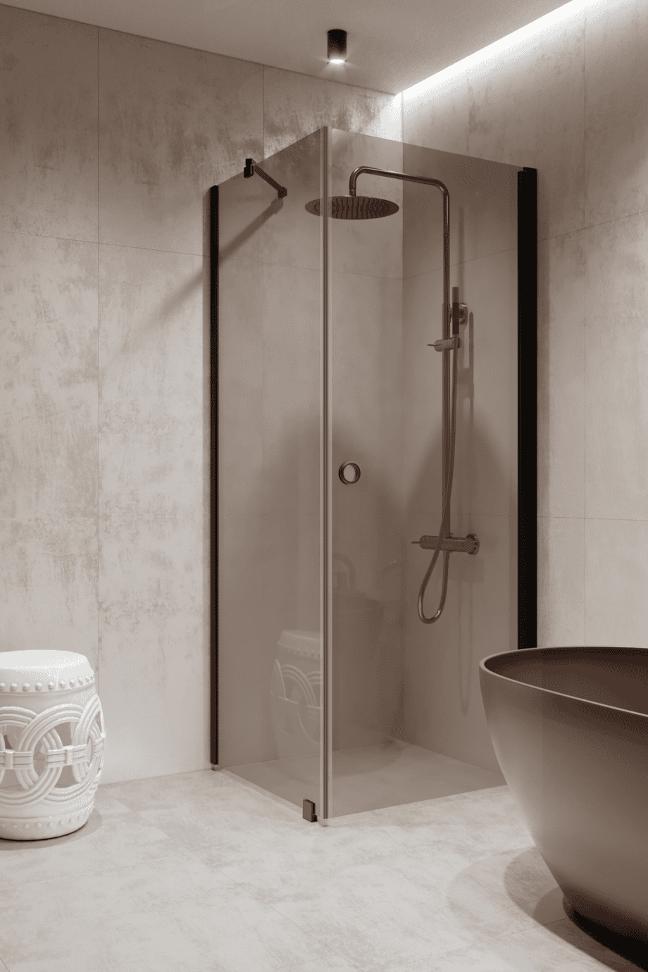 Shower enclosure Hietakari Forma 368, black frame, bronze tinted glass