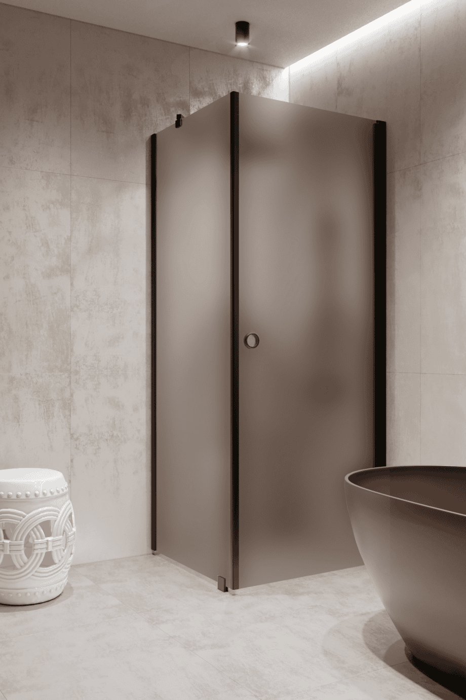 Shower enclosure Hietakari Forma 368, black frame, brown satin glass