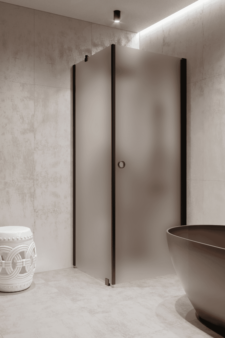 Shower enclosure Hietakari Forma 368, black frame, satin frosted glass