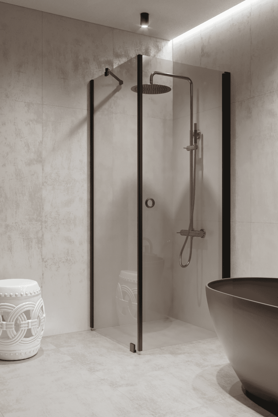 Shower enclosure Hietakari Forma 368, black frame, super bright glass