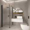 Shower enclosure Hietakari Forma 368, black frame, super bright satin glass