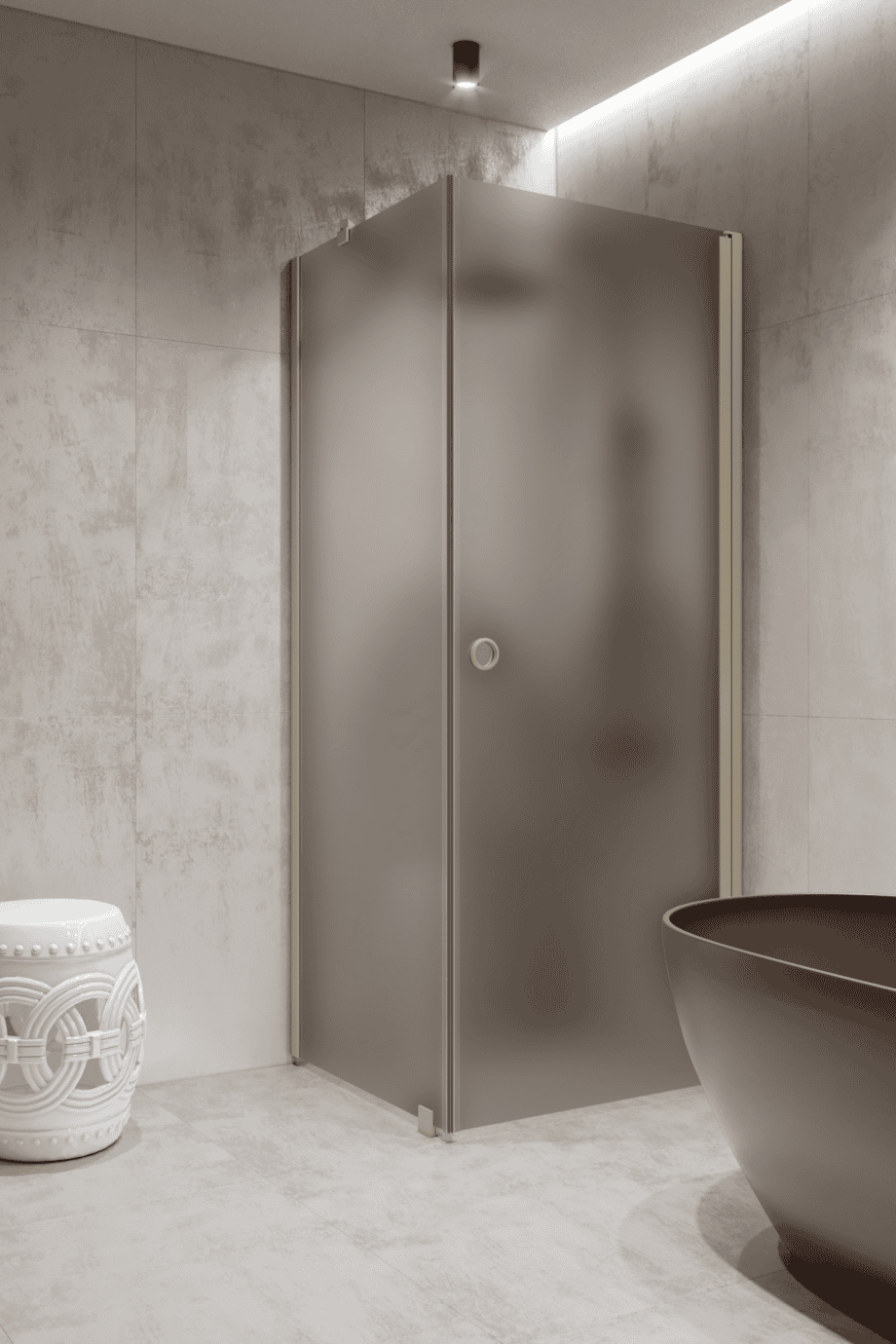 Shower enclosure Hietakari Forma 368, Sand frame, grey satin glass