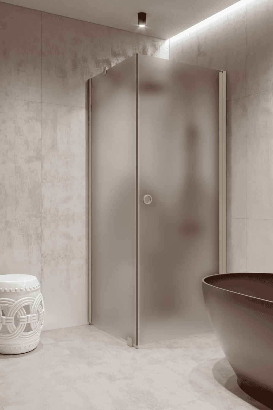 Shower enclosure Hietakari Forma 368, Sand frame, satin frosted glass