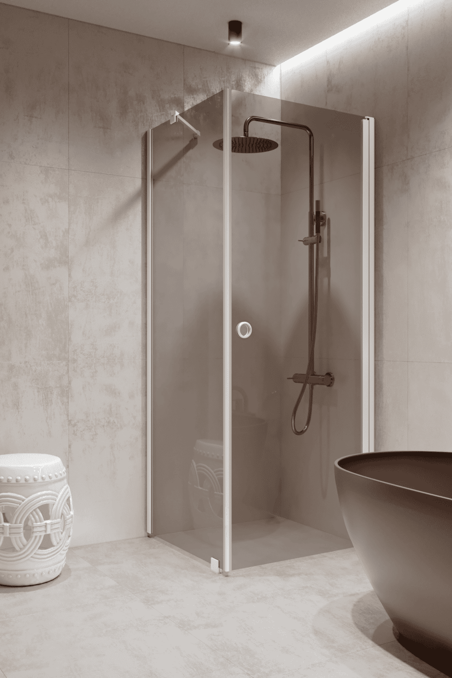 Shower enclosure Hietakari Forma 368, white frame, grey tinted glass