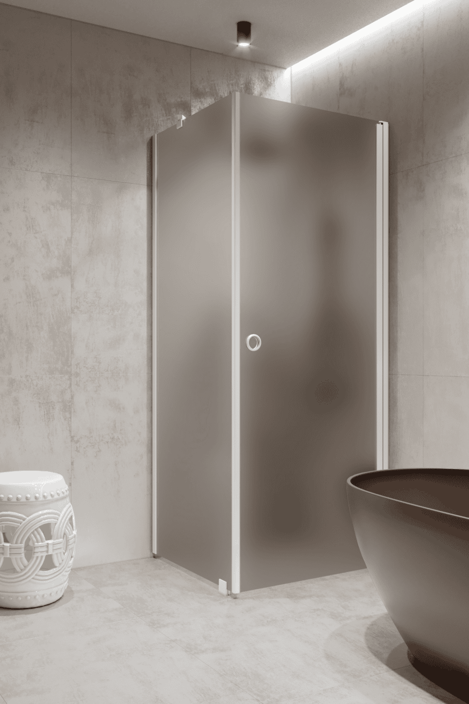 Shower enclosure Hietakari Forma 368, white frame, grey satin glass