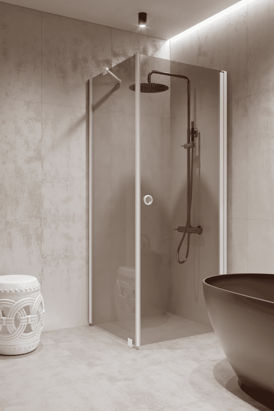 Shower enclosure Hietakari Forma 368, white frame, bronze tinted glass
