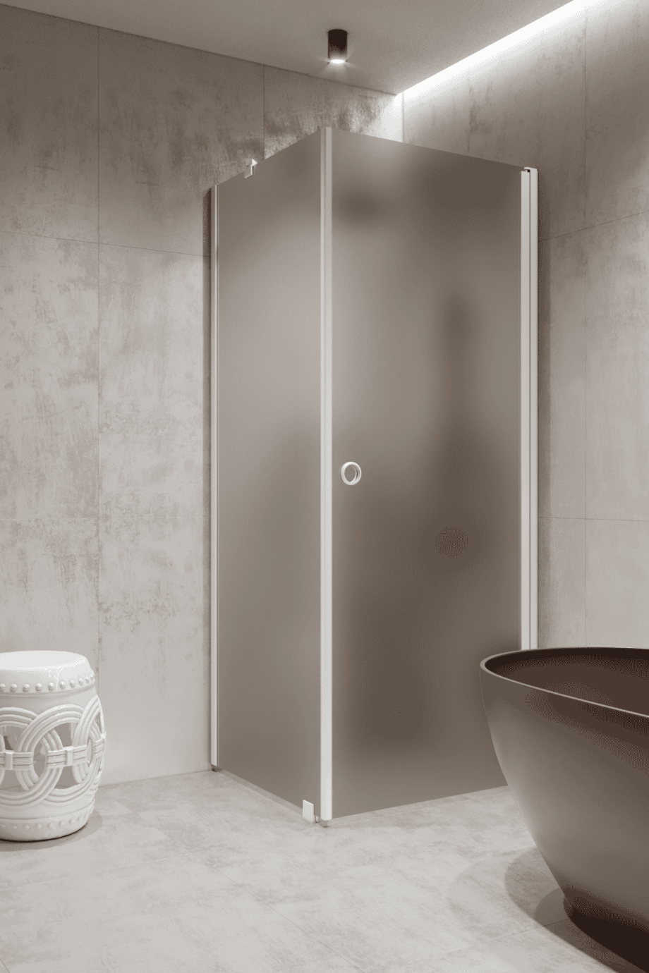 Shower enclosure Hietakari Forma 368, white frame, brown satin glass