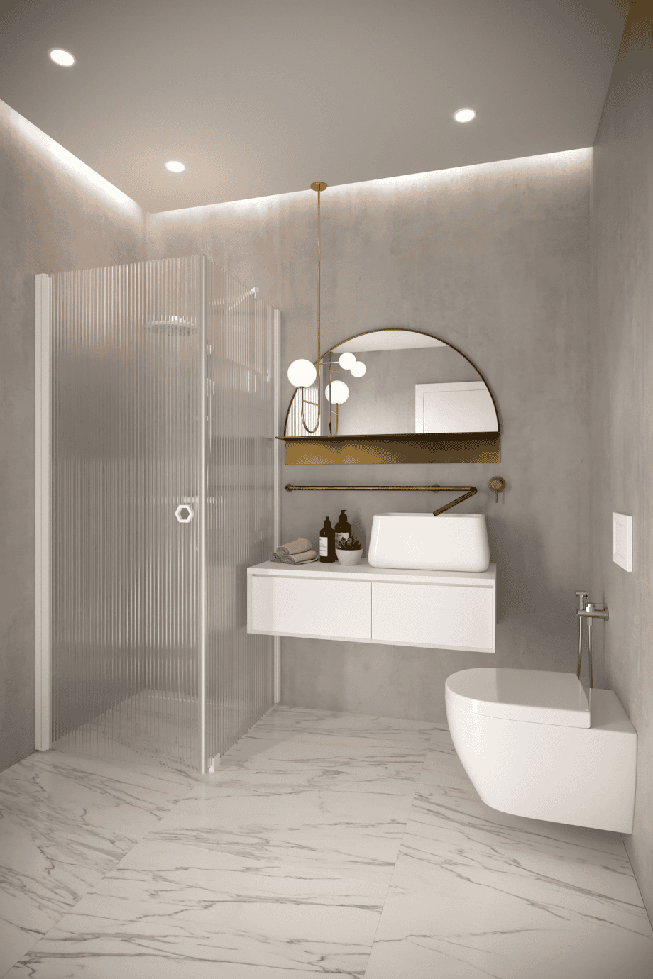 Shower enclosure Hietakari Forma 368, white frame, reeded glass