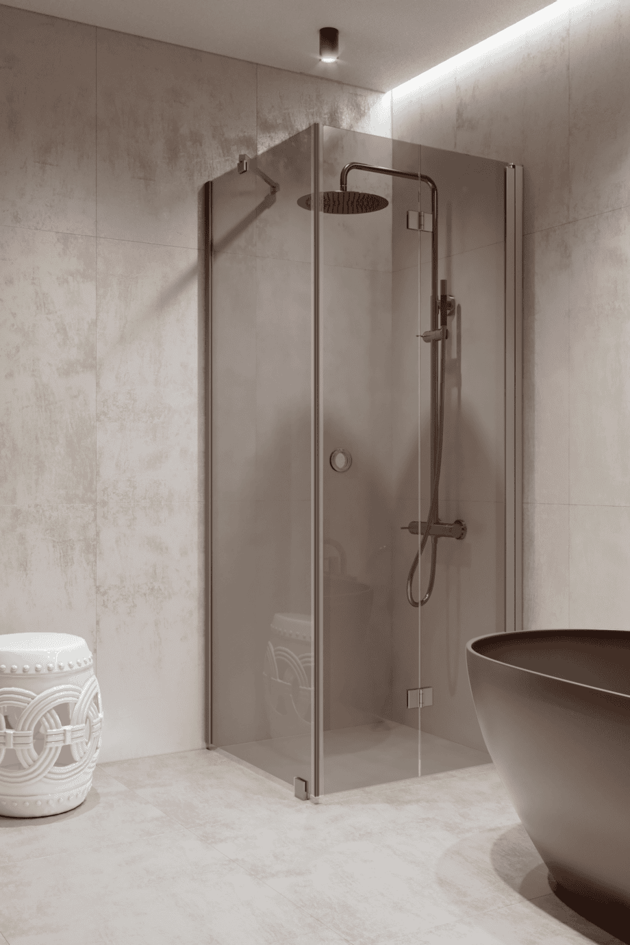 Shower enclosure Hietakari Forma 369, aluminium frame, grey tinted glass Shower enclosure Hietakari Forma 369, aluminium frame, grey tinted glass