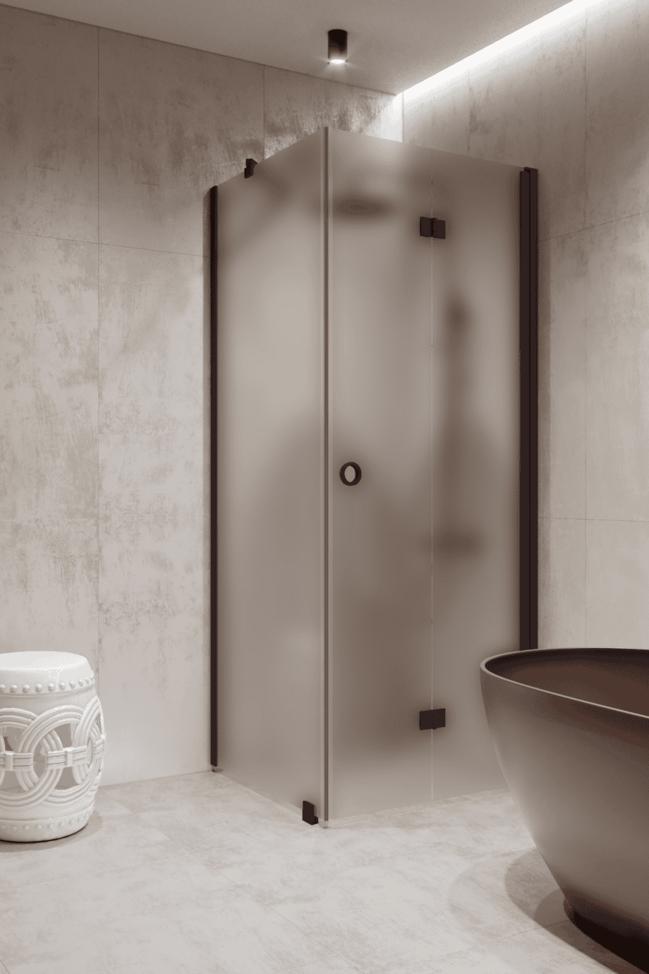 Shower enclosure Hietakari Forma 369, Cocoa frame, satin frosted glass Shower enclosure Hietakari Forma 369, Cocoa frame, satin frosted glass