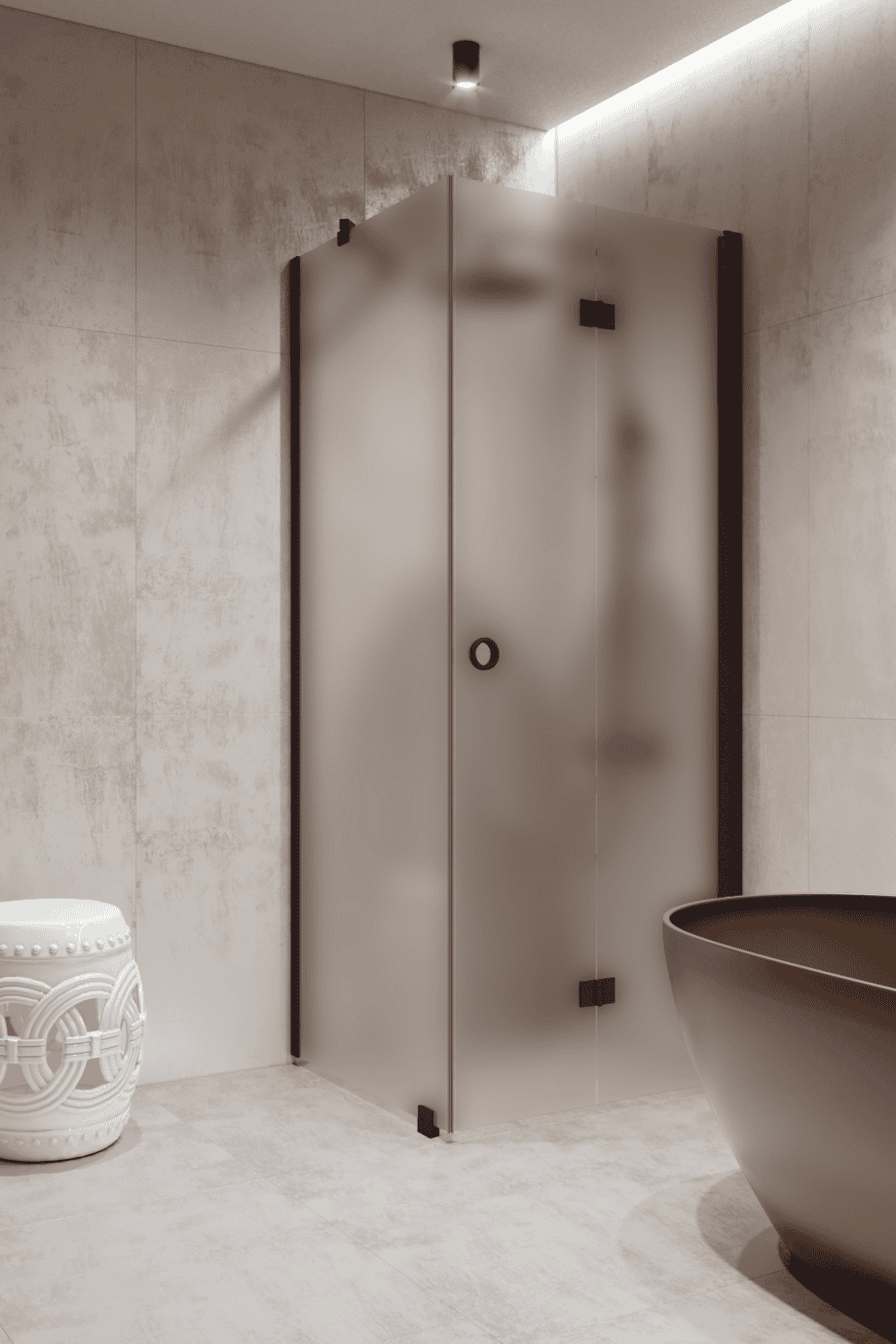 Shower enclosure Hietakari Forma 369, Cocoa frame, super bright satin glass Shower enclosure Hietakari Forma 369, Cocoa frame, super bright satin glass