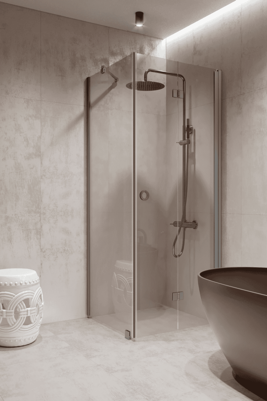 Shower enclosure Hietakari Forma 369, fixed wall + folding door – view 5 Shower enclosure Hietakari Forma 369, fixed wall + folding door – 5