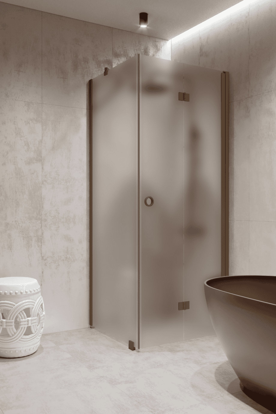 Shower enclosure Hietakari Forma 369, Mocha frame, satin frosted glass Shower enclosure Hietakari Forma 369, Mocha frame, satin frosted glass