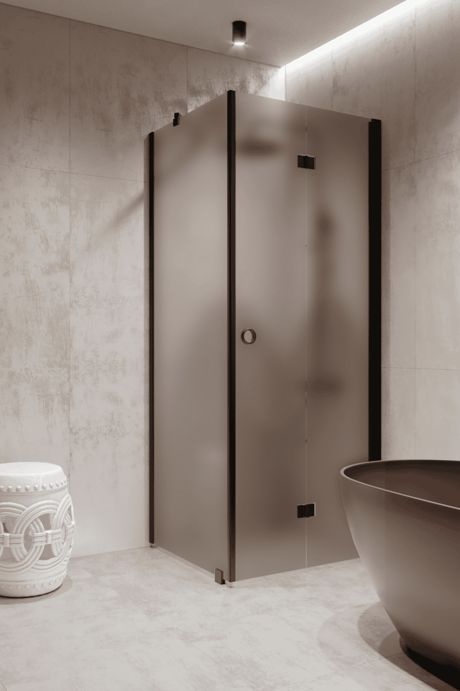 Shower enclosure Hietakari Forma 369, black frame, brown satin glass Shower enclosure Hietakari Forma 369, black frame, brown satin glass