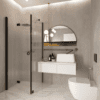 Shower enclosure Hietakari Forma 369, black frame, reeded glass Shower enclosure Hietakari Forma 369, black frame, reeded glass