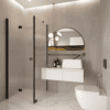 Shower enclosure Hietakari Forma 369, black frame, super bright satin glass Shower enclosure Hietakari Forma 369, black frame, super bright satin glass