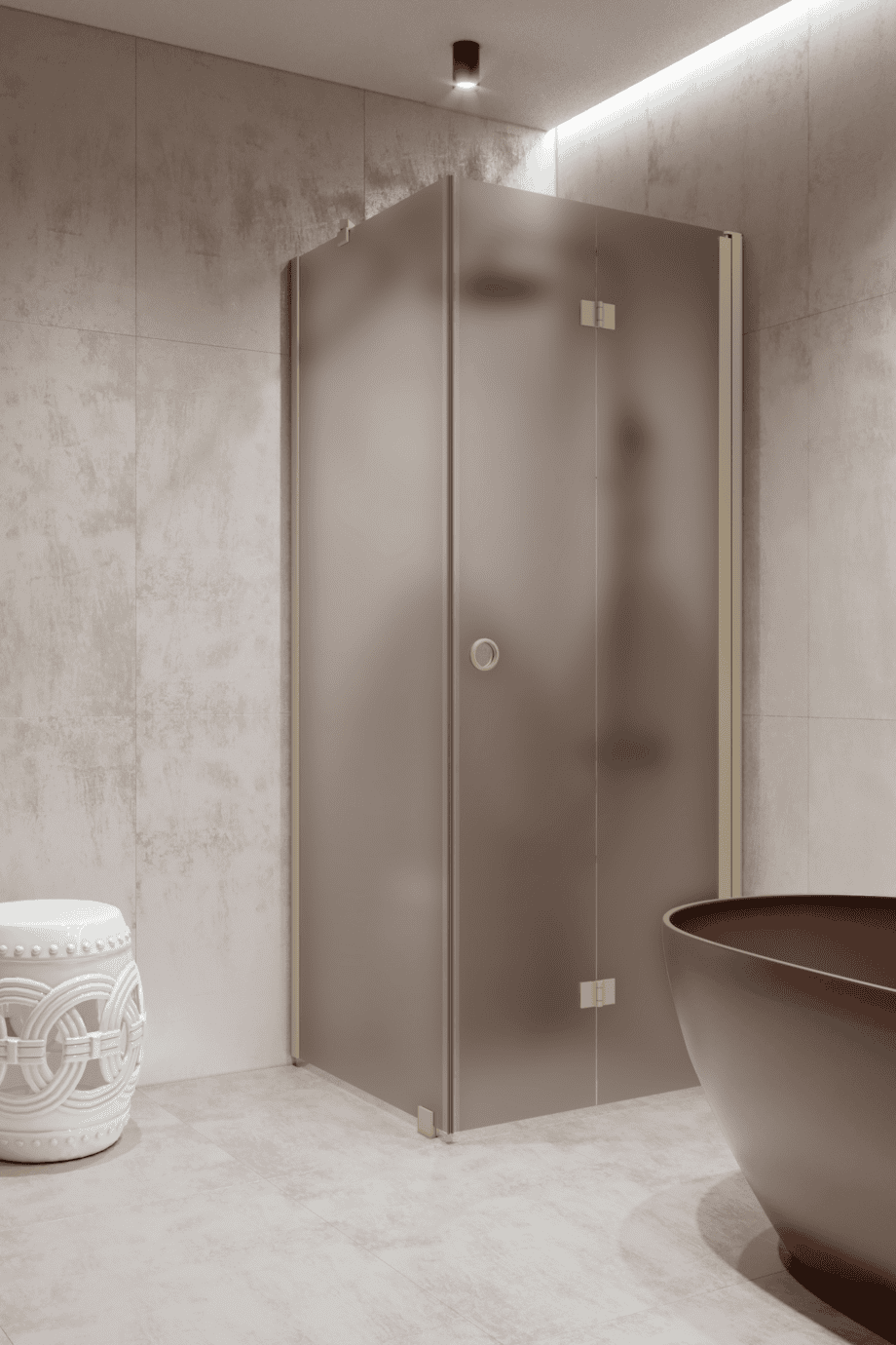 Shower enclosure Hietakari Forma 369, Sand frame, brown satin glass Shower enclosure Hietakari Forma 369, Sand frame, brown satin glass
