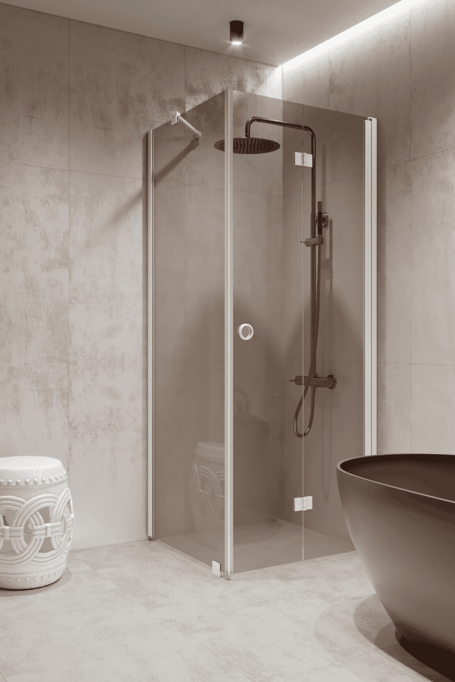 Shower enclosure Hietakari Forma 369, white frame, bronze tinted glass Shower enclosure Hietakari Forma 369, white frame, bronze tinted glass
