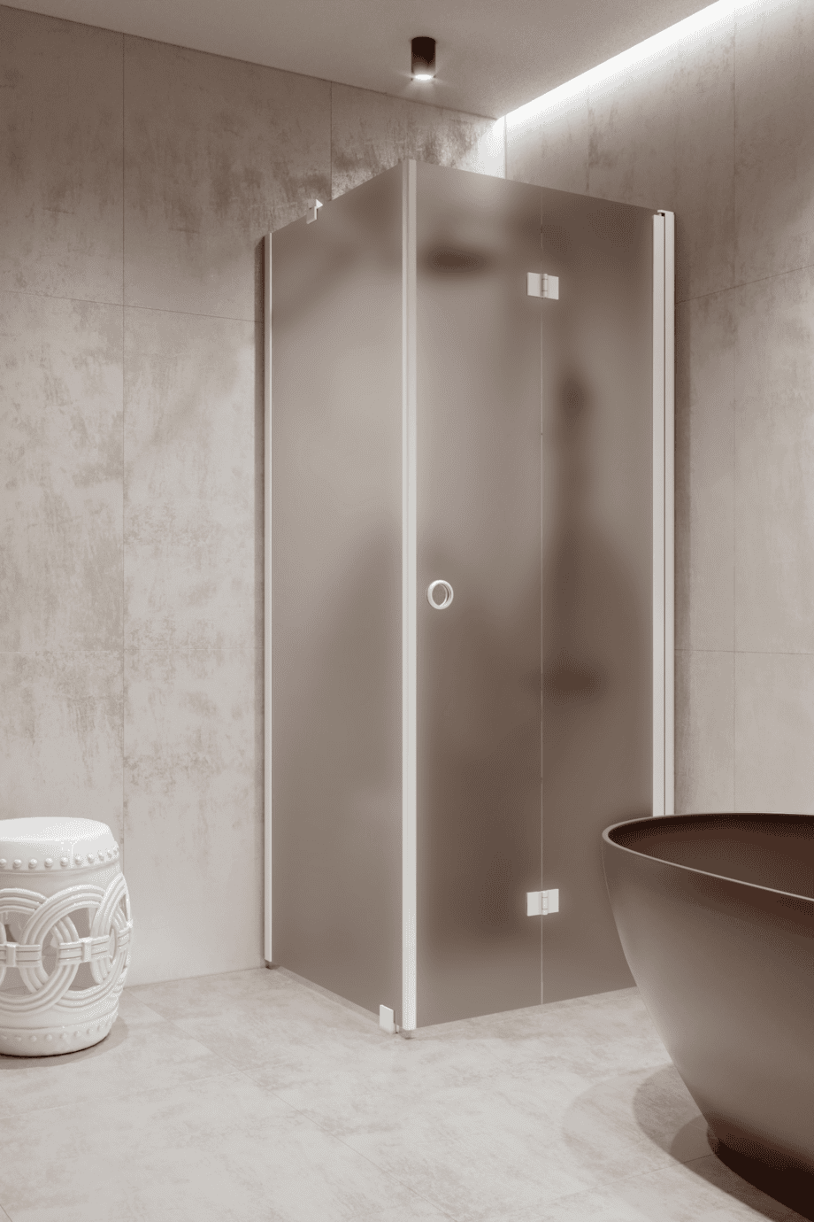 Shower enclosure Hietakari Forma 369, white frame, brown satin glass Shower enclosure Hietakari Forma 369, white frame, brown satin glass
