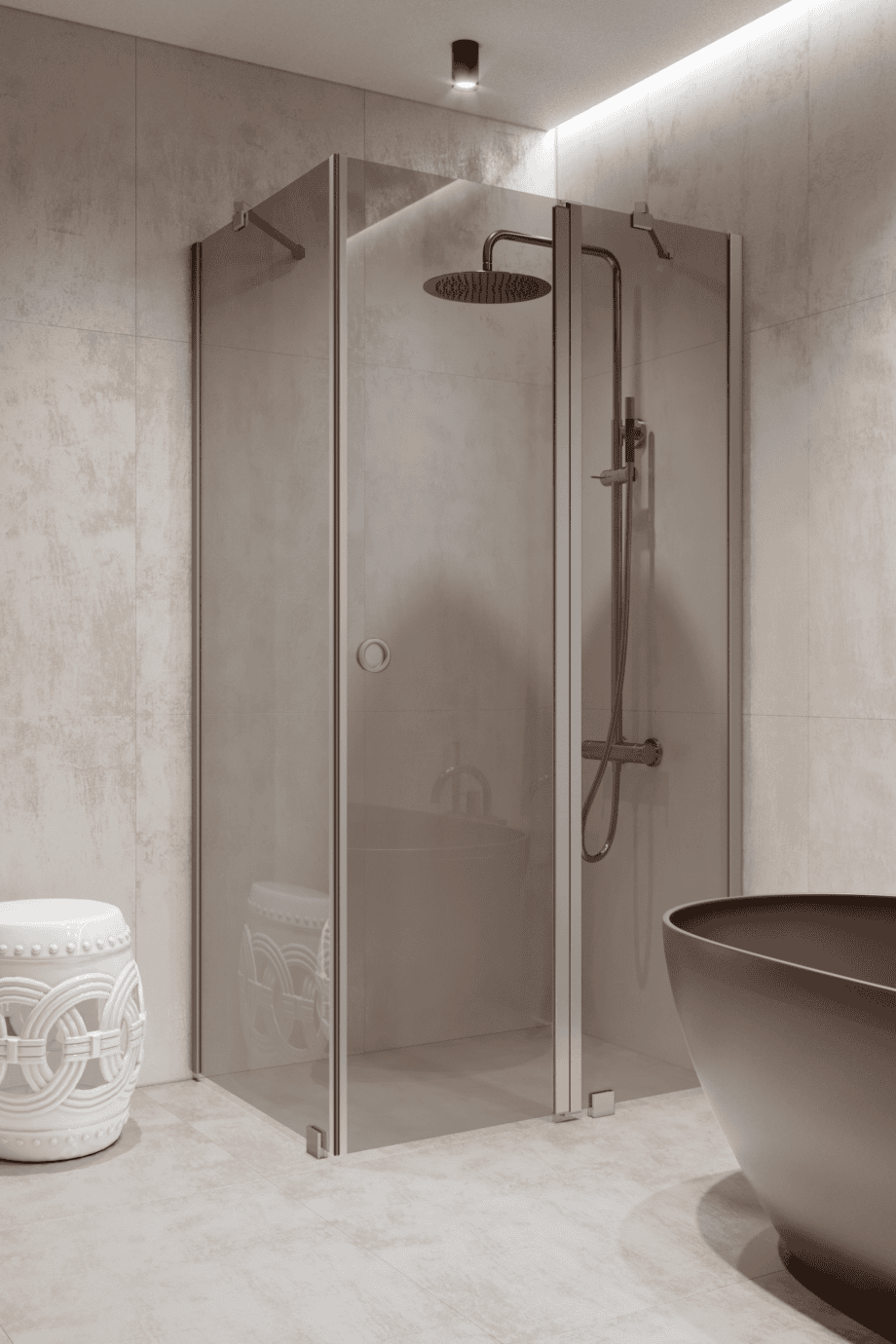 Shower enclosure Hietakari Forma 370, aluminium frame, grey tinted glass Shower enclosure Hietakari Forma 370, aluminium frame, grey tinted glass