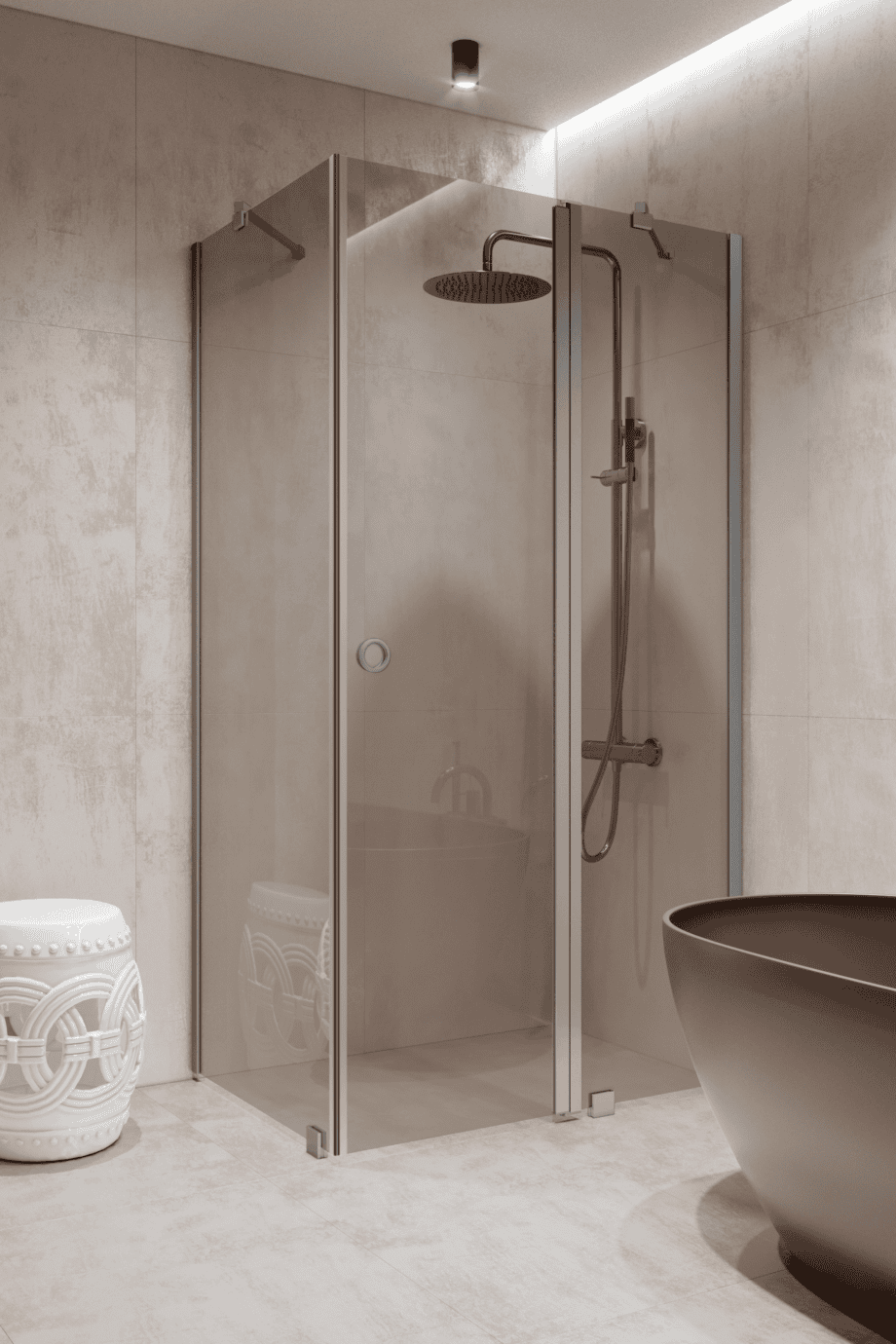 Shower enclosure Hietakari Forma 370, aluminium frame, bronze tinted glass Shower enclosure Hietakari Forma 370, aluminium frame, bronze tinted glass
