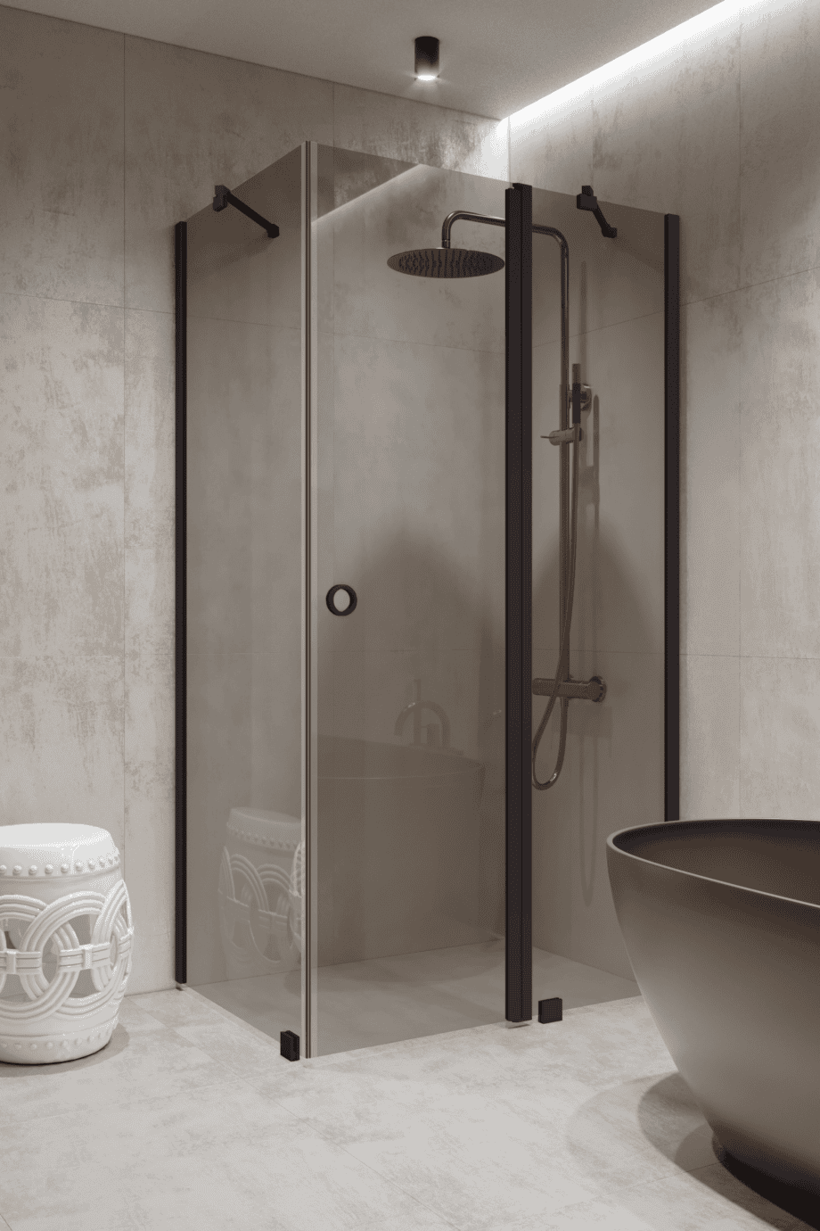 Shower enclosure Hietakari Forma 370, Cocoa frame, grey tinted glass Shower enclosure Hietakari Forma 370, Cocoa frame, grey tinted glass