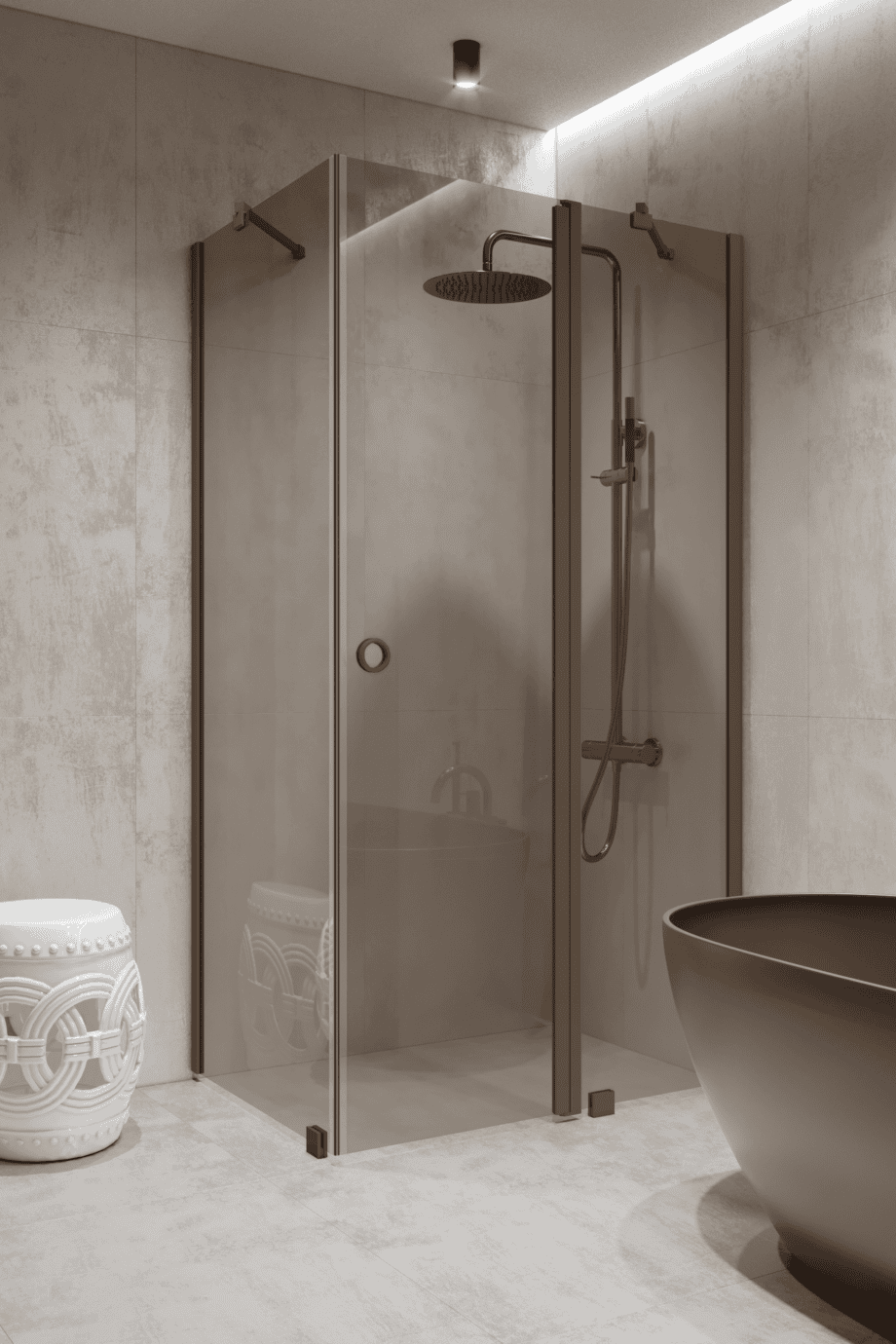 Shower enclosure Hietakari Forma 370, Mocha frame, bronze tinted glass Shower enclosure Hietakari Forma 370, Mocha frame, bronze tinted glass
