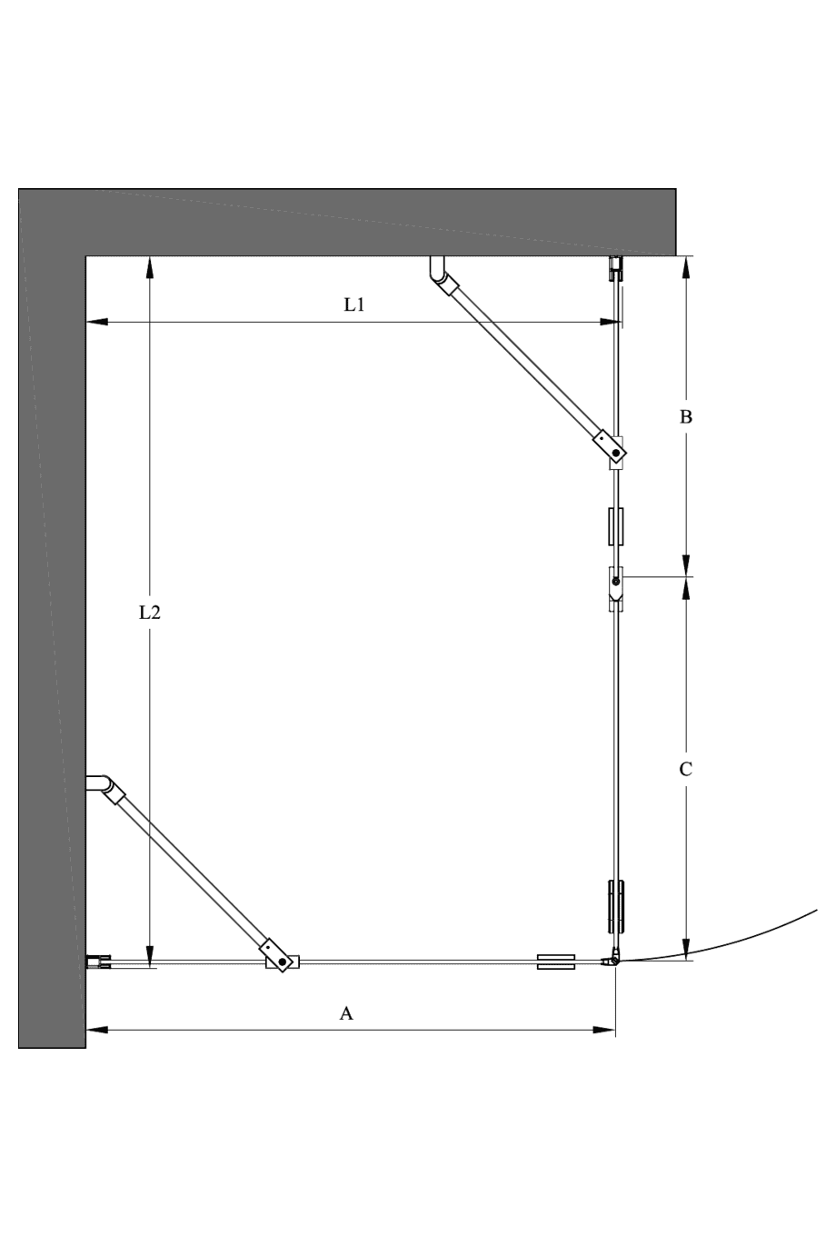 Shower enclosure Hietakari Forma 370 – dimension drawing Shower enclosure Hietakari Forma 370 – dimension drawing