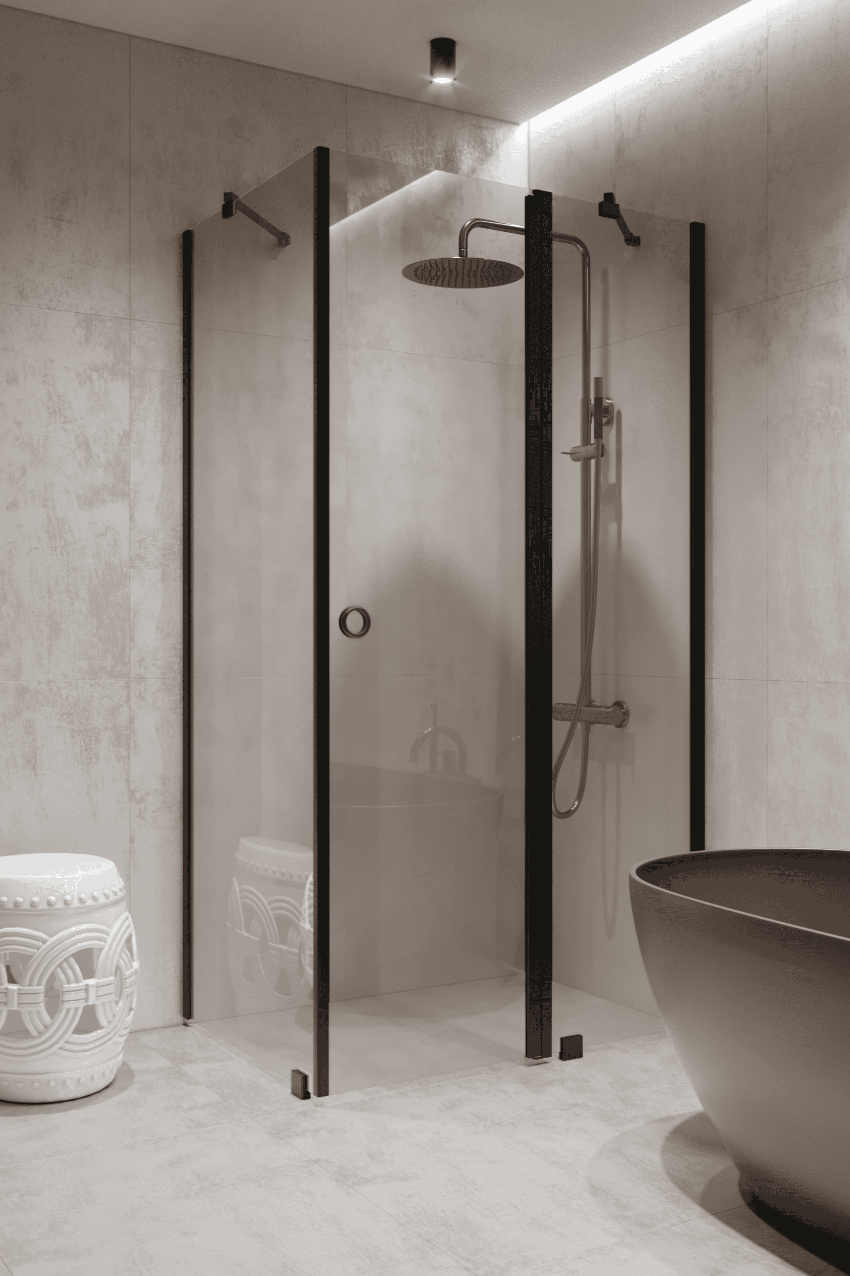 Shower enclosure Hietakari Forma 370, fixed wall + hinged door with fixed part – 6