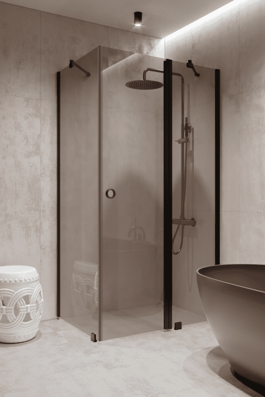 Shower enclosure Hietakari Forma 370, black frame, bronze tinted glass Shower enclosure Hietakari Forma 370, black frame, bronze tinted glass