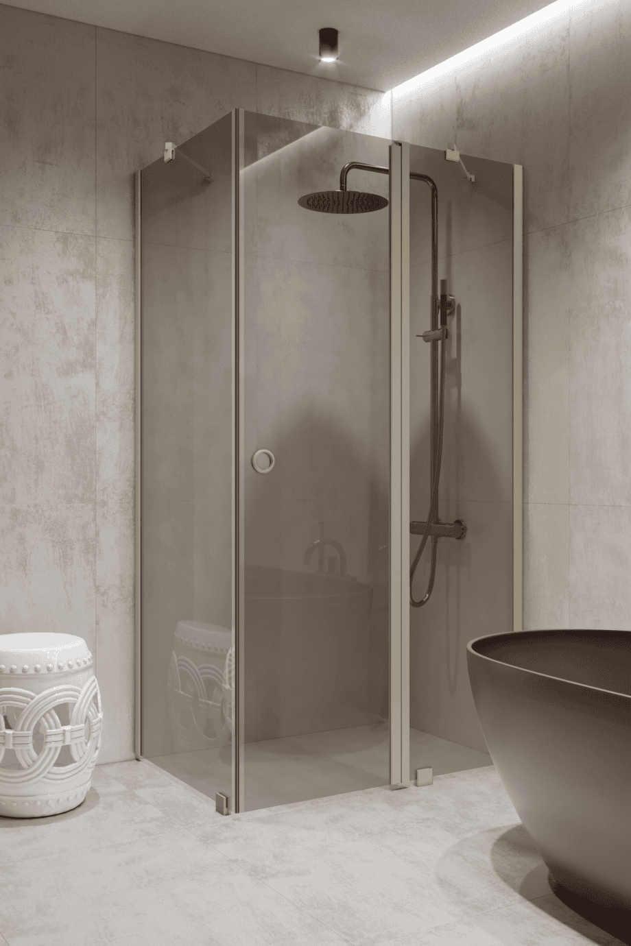 Shower enclosure Hietakari Forma 370, Sand frame, grey tinted glass Shower enclosure Hietakari Forma 370, Sand frame, grey tinted glass