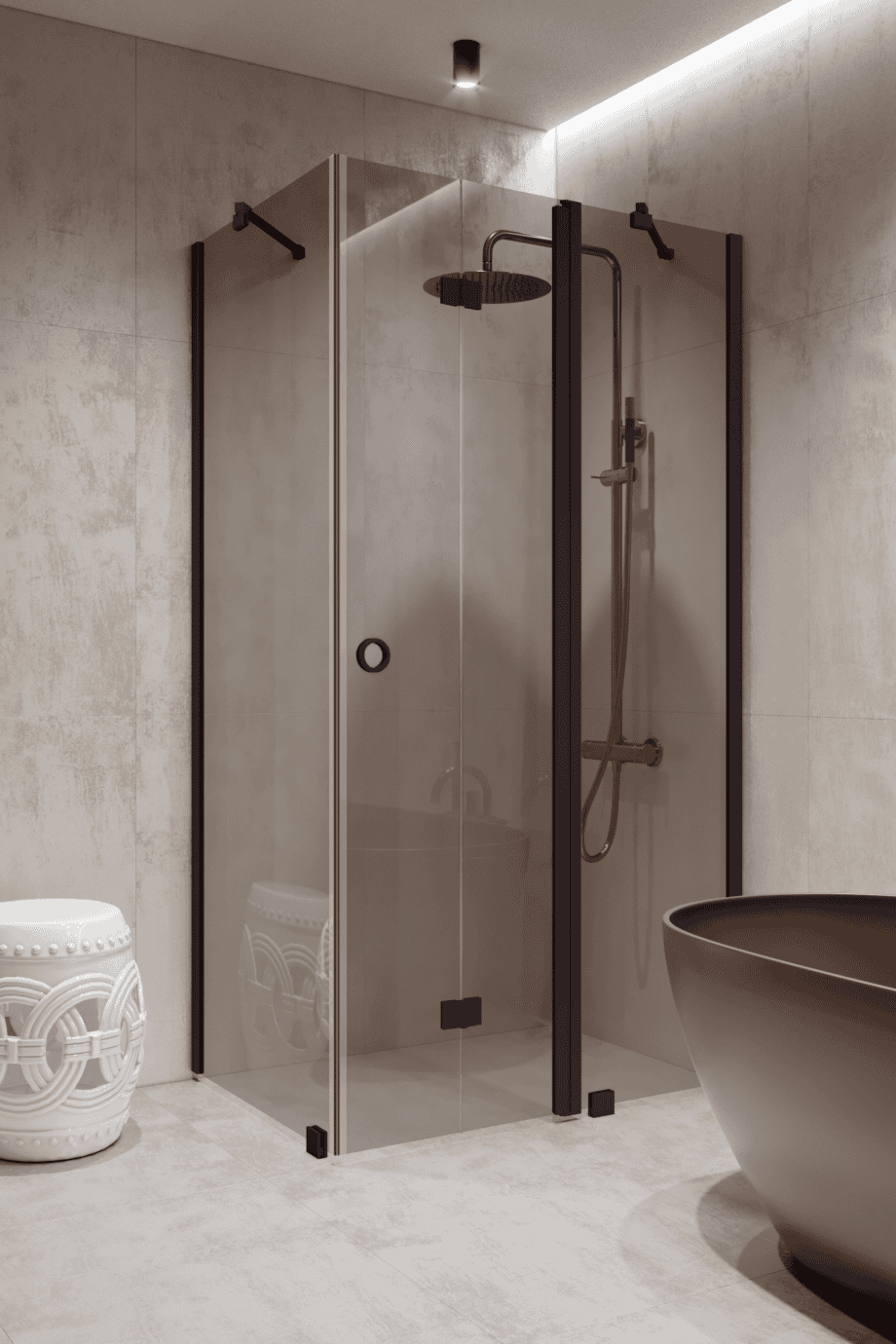 Shower enclosure Hietakari Forma 371, Cocoa frame, grey tinted glass Shower enclosure Hietakari Forma 371, Cocoa frame, grey tinted glass